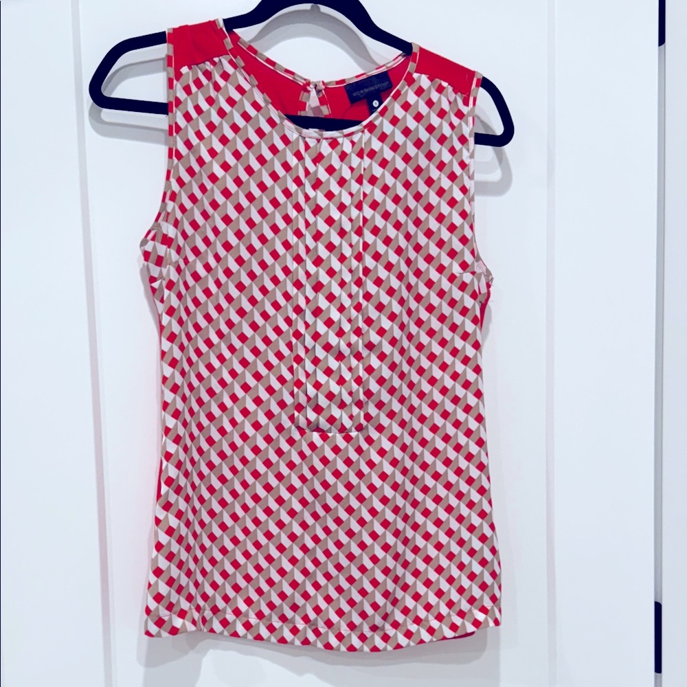 Worthington orange and White Patterned tank top Blouse